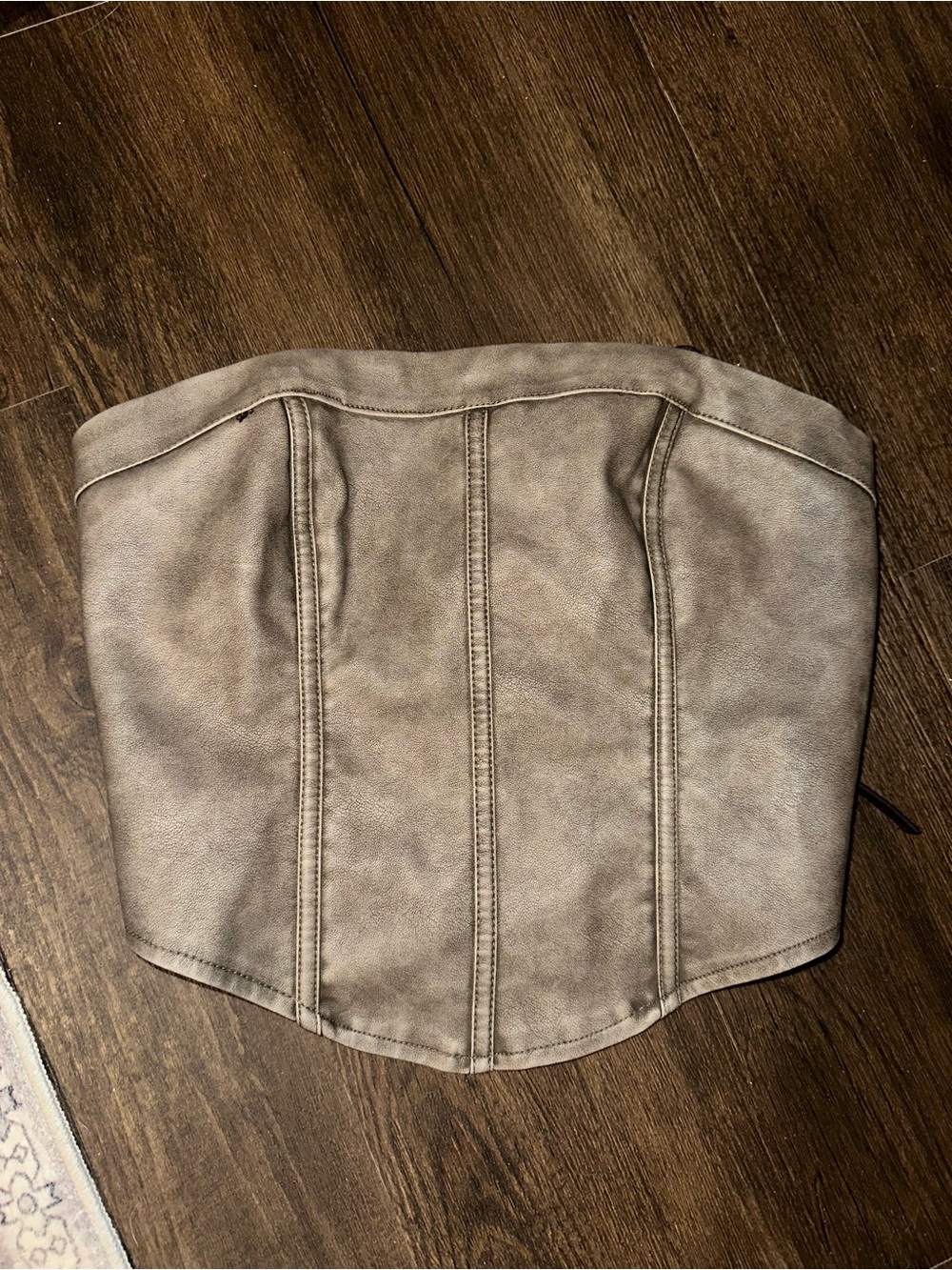 Faux Leather Taupe Corset-Style Women's Skirt Panel